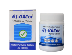 Ef-Chlor Best Water Purification Tablets For Overhead And Underground Tanks, How Water Purification Tablets Work In Overhead And Underground Tank, Importance of Water Treatment Tablets - NaDCC 4gm Tablet