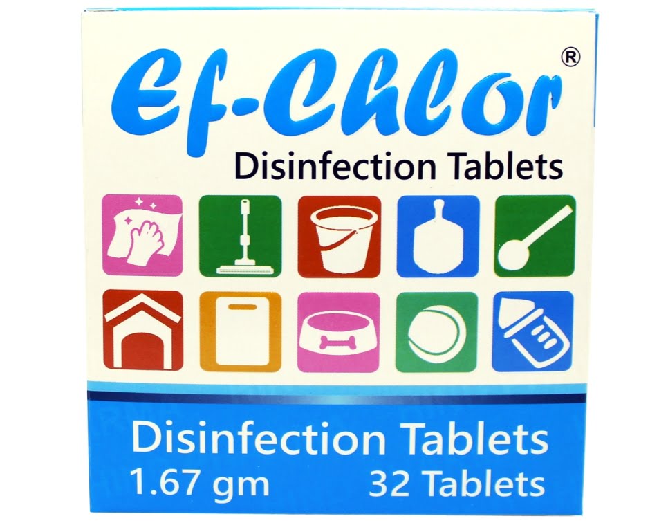 Ef-Chlor, Pastilles de purification d'eau (100 comprimés), 33 mg (10 L),  traitement de l'eau potable portable, idéal pour les urgences, la survie,  les